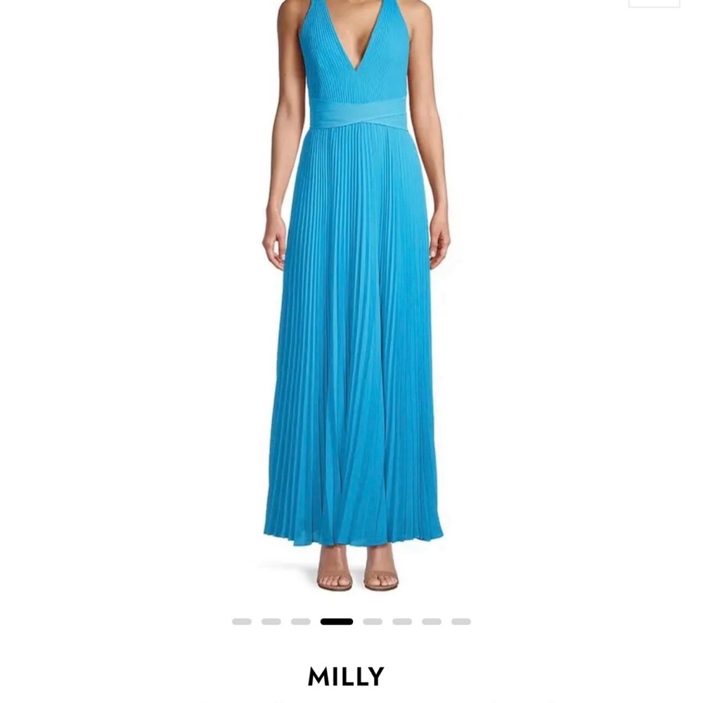 Milly Oria Pleated Maxi Dress Sky Blue Size 0